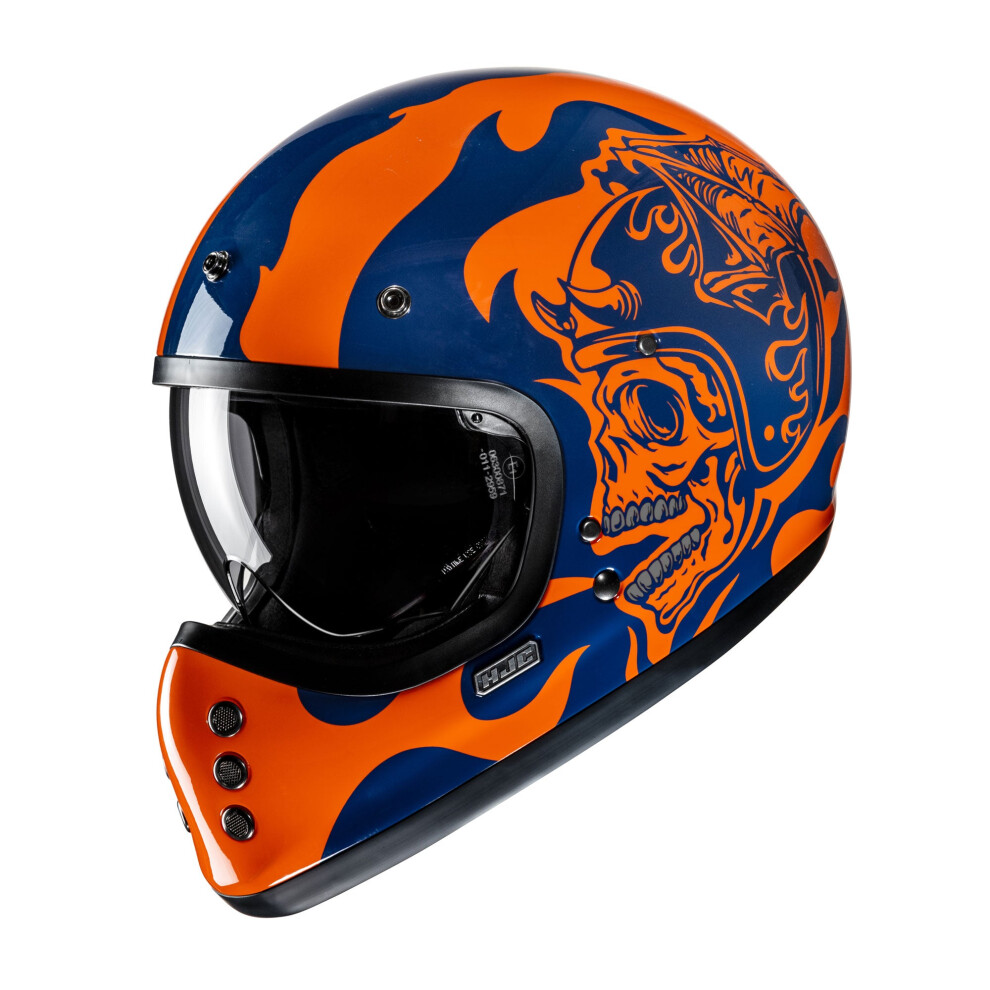 (Xs) Hjc V60 Flame Full Face Helmet Mc27 Blue / Orange Blue,Orange 8804269046883
