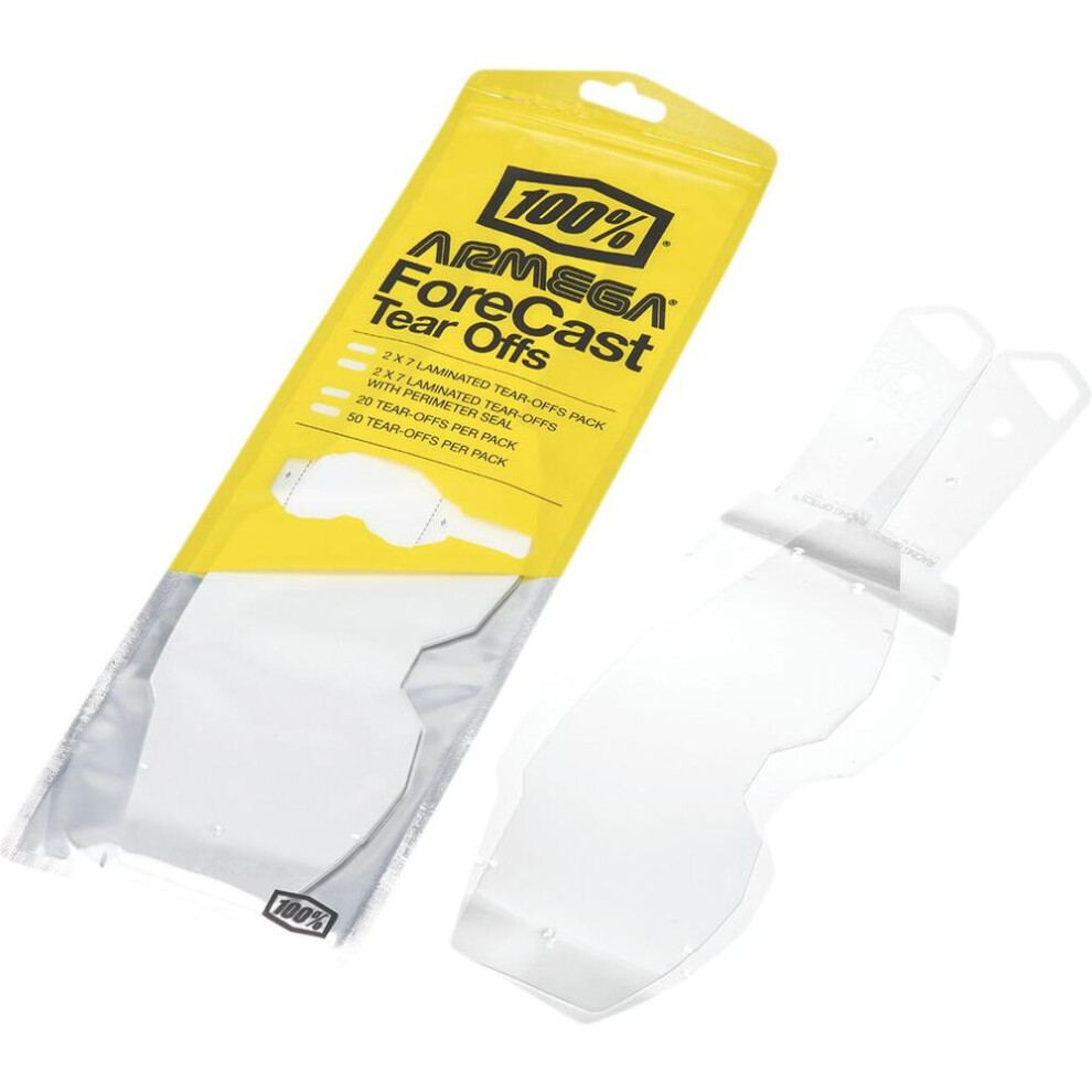 100% Armega Forecast Goggle Tear-Offs Clear - Pack Of 50 196261002973