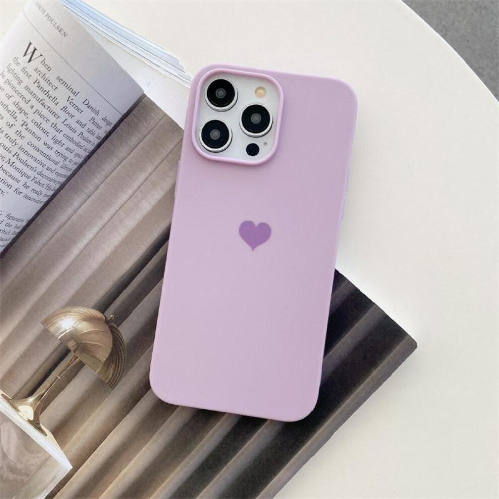 (purple, iPhone 11) Makaron Simple Small Love Phone Case Is Suitable For Iphone 16 15 14 13 12 11 Pro Max Xs Xr 7 8plus 6s Liquid Silicone Fall Protection Cover