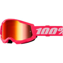 100% Strata 2 Goggles Pink/Mirror Red - Anti-Fog Lens, 9-Point Retention, Ultra Thick Foam, 40mm Silicone-Coated Strap (26013494)