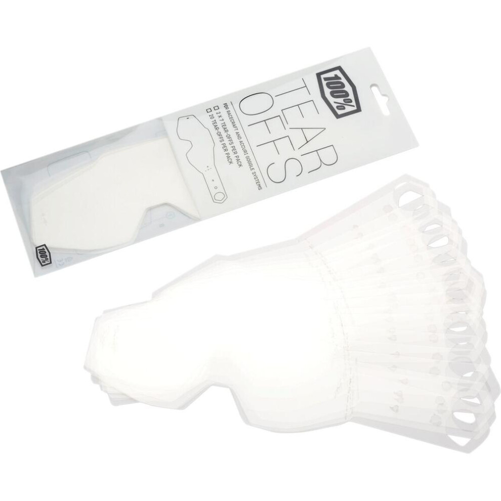 100% Racecraft / Accuri / Strata Mx Goggle Tear-Offs Clear - Pack Of 50 196261016222