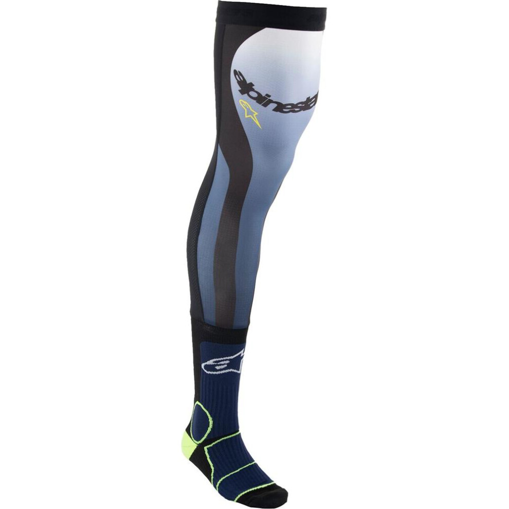 Alpinestars Yellow Knee Brace Socks Night Navy Fluo, Size: S/M - Image 3