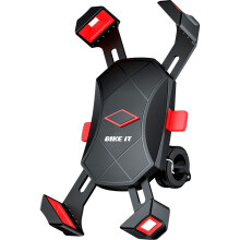 Bike It Universal Essential Quick Hold & Release Phone Holder LUGSMT25 - 4-Corner Grip, Silicone Pads, 360 Rotation, Fits 22-32mm Bars