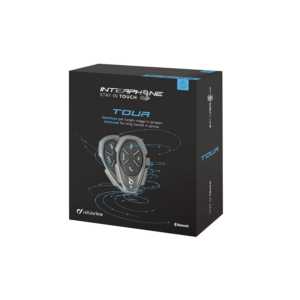 Interphone Black Tour Hd Twin Pack Bluetooth Intercom System