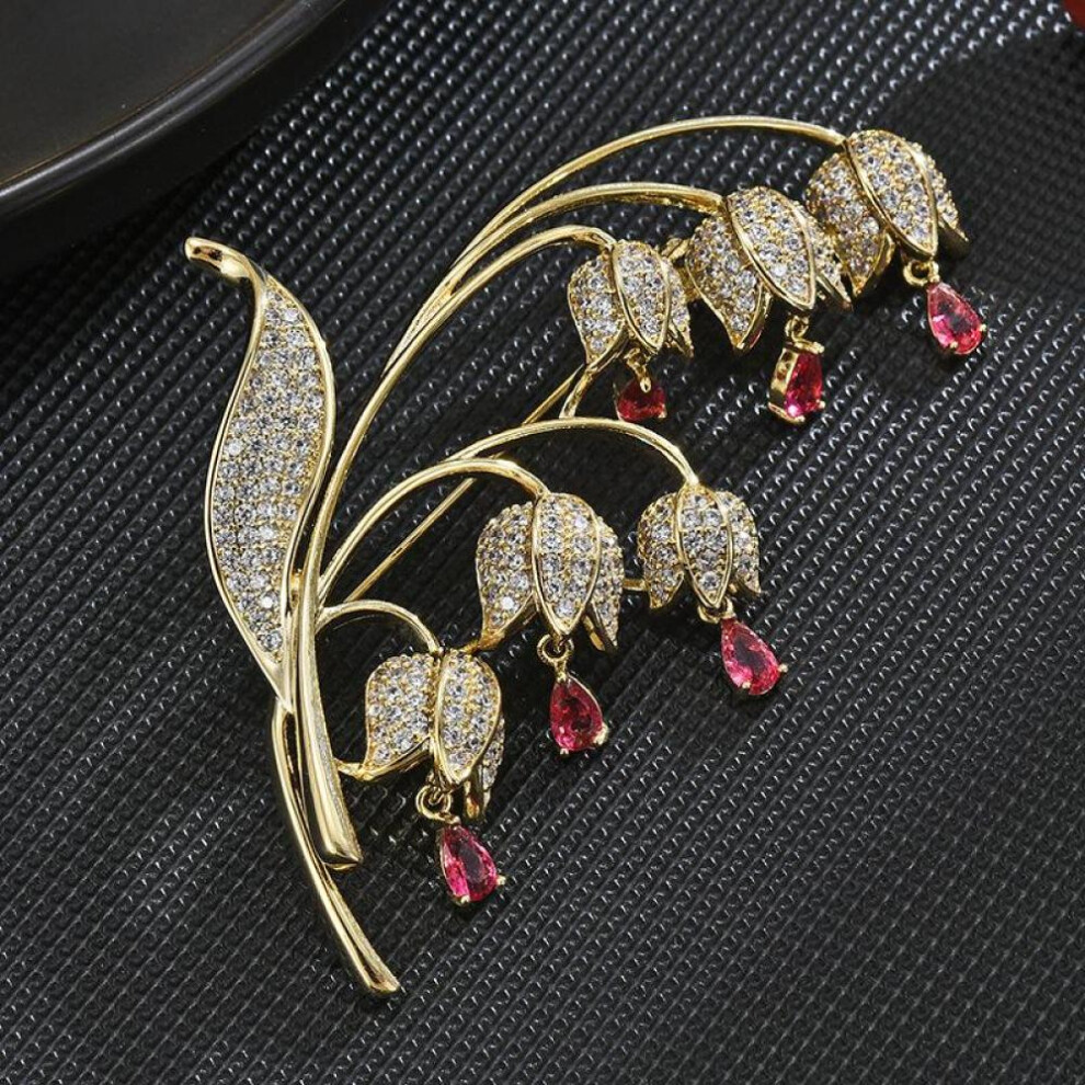 (pink) The New High -end Lily Of The Valley Brooch, Temperament, Suit Jacket Jacket, Cardigan, Unnecessary Needle Flower Chest Flower Jewelry Gift