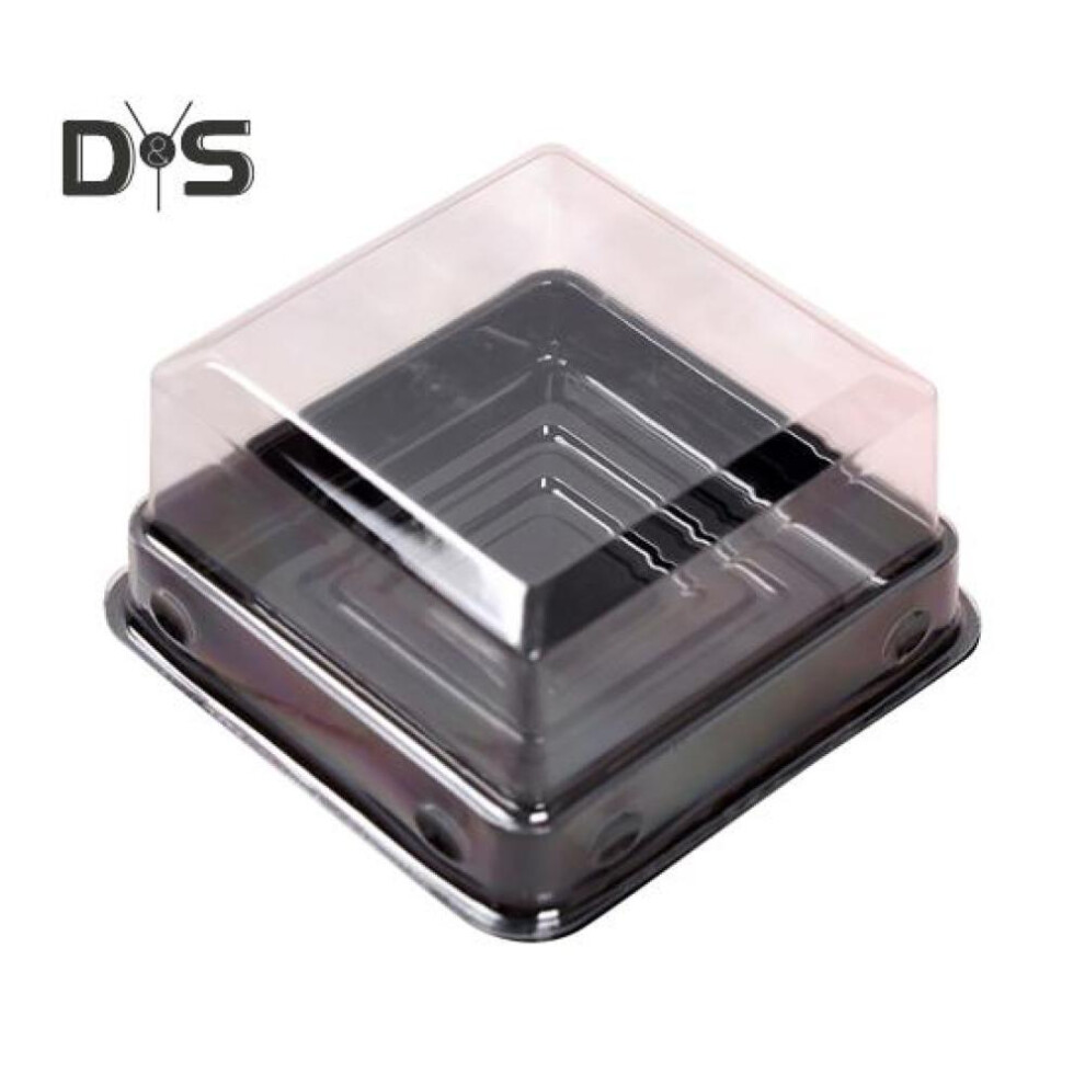 (black) 50pcs 100g Moon Cake Box Square Shaped Multipurpose Plastic Egg Yolk Pastry Box For Festival