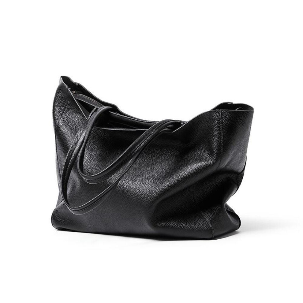 (black) Classic Fashion Large Capacity Tote Bags For Women Shoulder Bags Genuine Leather Handbags Designer Brand Ladies Tote Purse