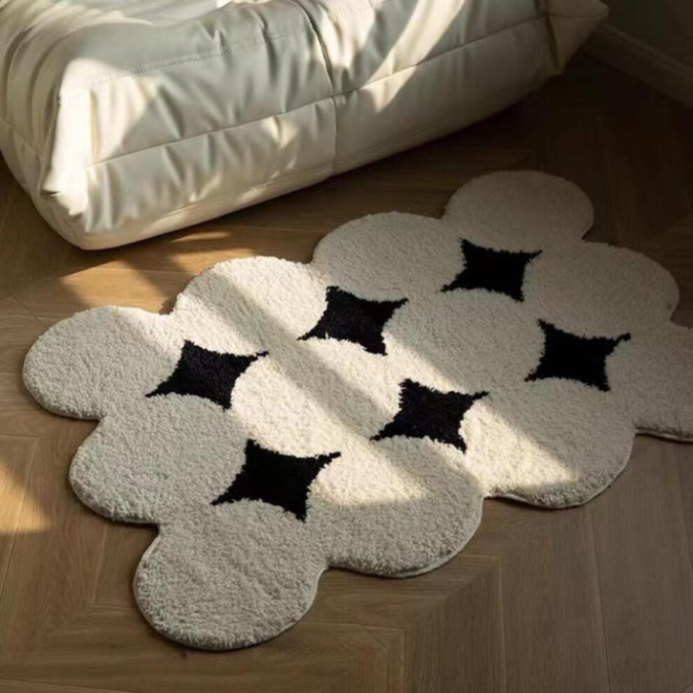 (as the picture, 70cmx100cm) Nordic Ins Style Tufted Carpet For Entering The Living Room, Bedroom, Bedside, Irregular Long Plush Coffee Table Mat, Floor Mat