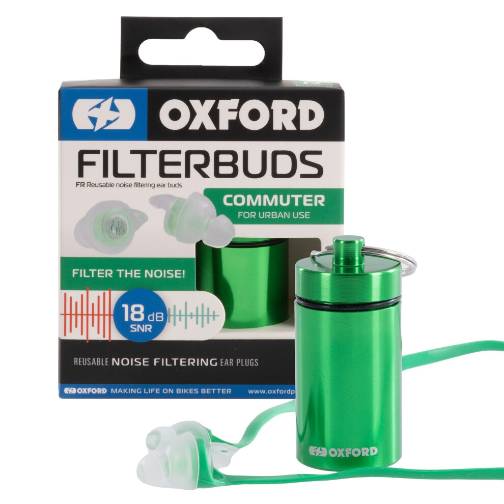 Oxford Filterbuds Commuter 18 Snr Ear Buds Clear / Green 5030009435409