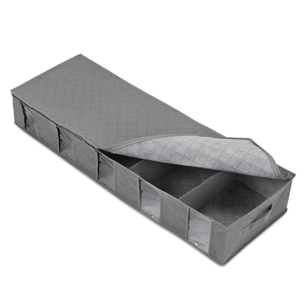 (gray, 97×33×15cm) Non-woven Foldable Storage Bag Wardrobe Clothing Storage Box Beddings Quilt Clothes Organizer