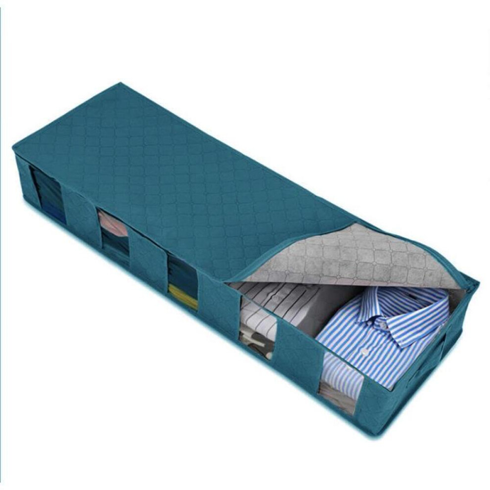 (blue, 97×33×15cm) Non-woven Foldable Storage Bag Wardrobe Clothing Storage Box Beddings Quilt Clothes Organizer