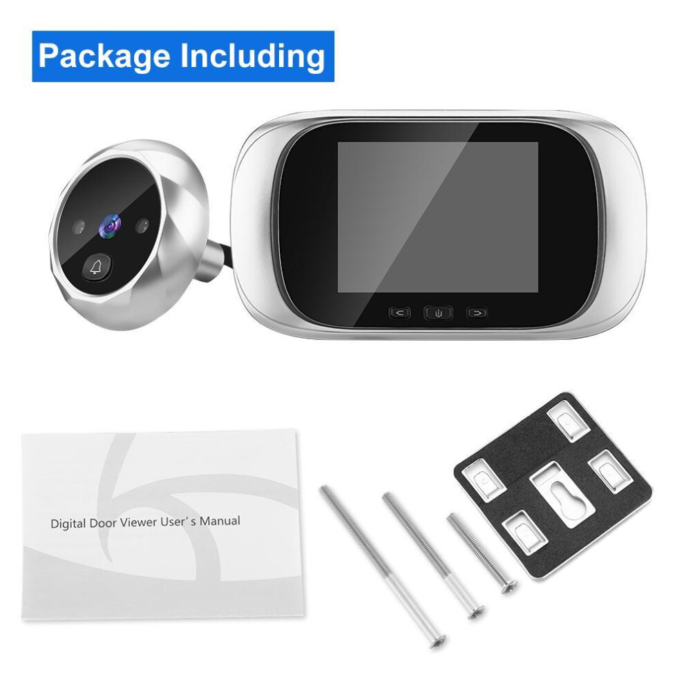 (silver) 2.8 Inch Lcd Color Screen Digital Doorbell Electronic Peephole Door Camera Viewer 90 Degree Door Eye Door Ring Monitor