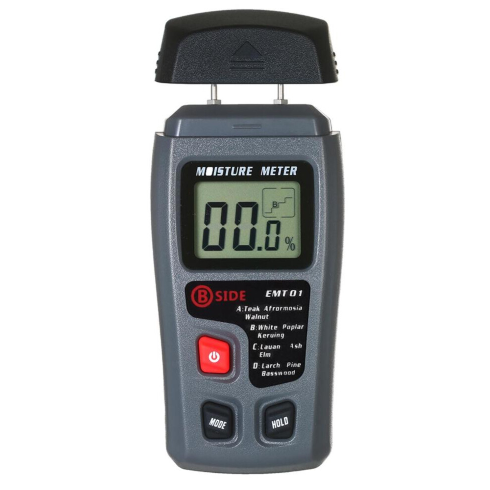 (grey, with 9V Battery) Wood Moisture Test Moisture Meter 4 Modes Portable Hygrometer Pin Type Timber Humidity Instrument
