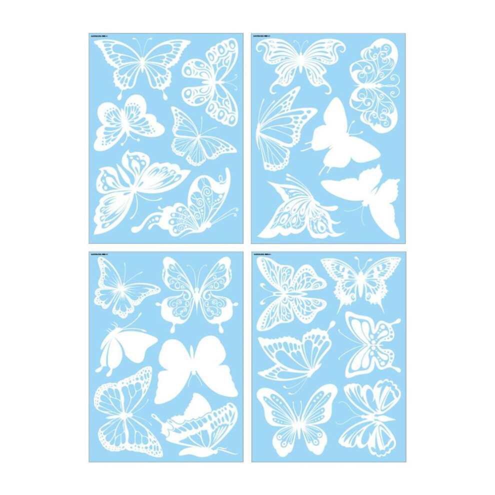 (Type 1) 4 Sheets Anti-collision Window Stickers Diy Birds Theme Window Clings Removable Pvc Glass Stickers