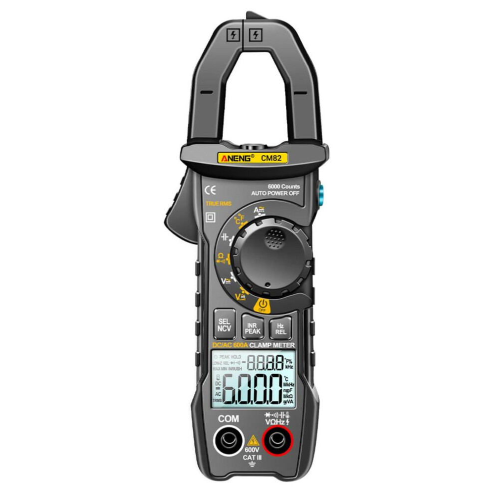 (black) Aneng Cm82 Digital Clamp Meter 6000 Counts True Rms Ncv Universal Meter 600v Dc/ac Voltage 600a