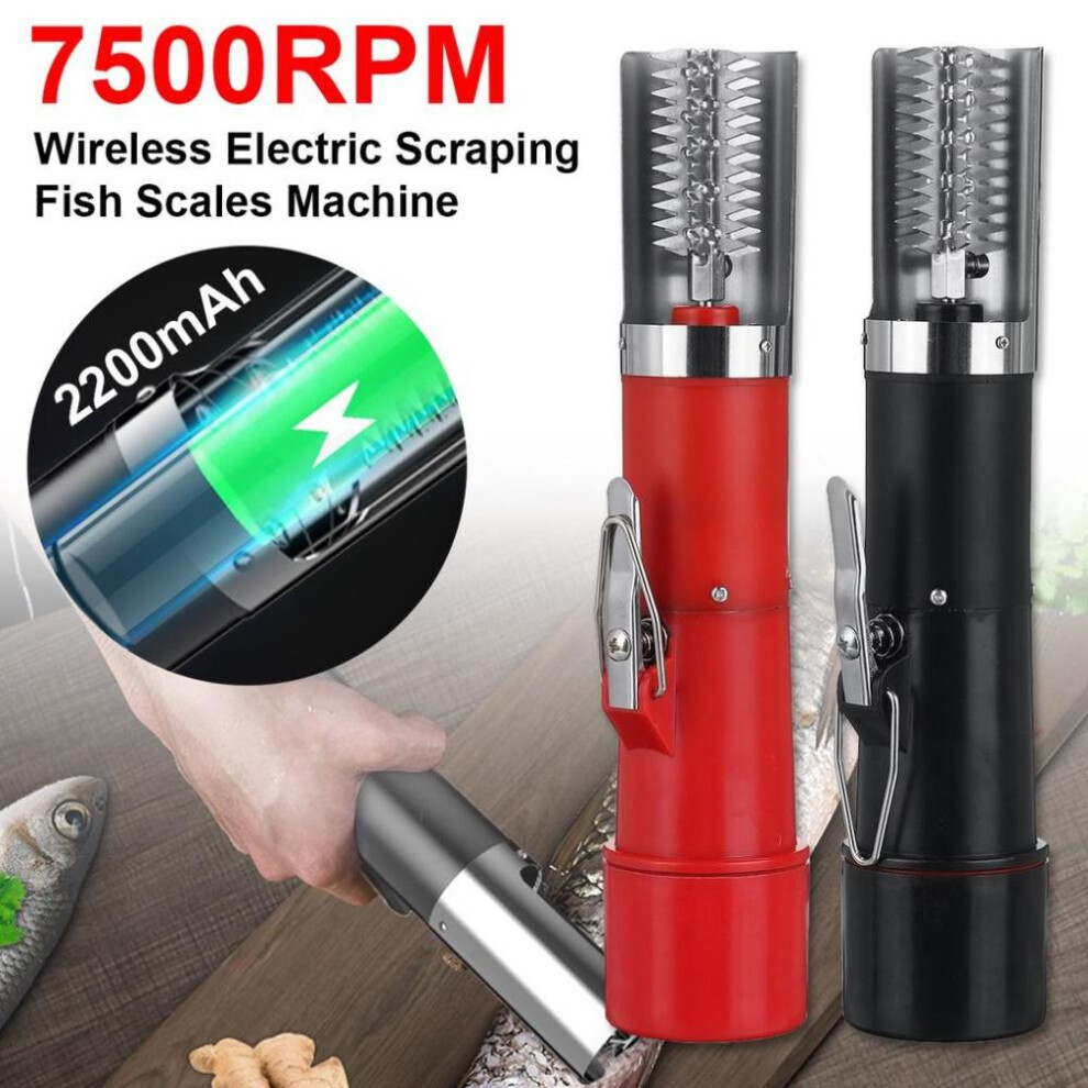 (red) 125w 7500rmp Portable Charging Cordless Electric Fish Scaler Fish Scale Scraper Fish Remover Cleaner Scraper Seafood Tools