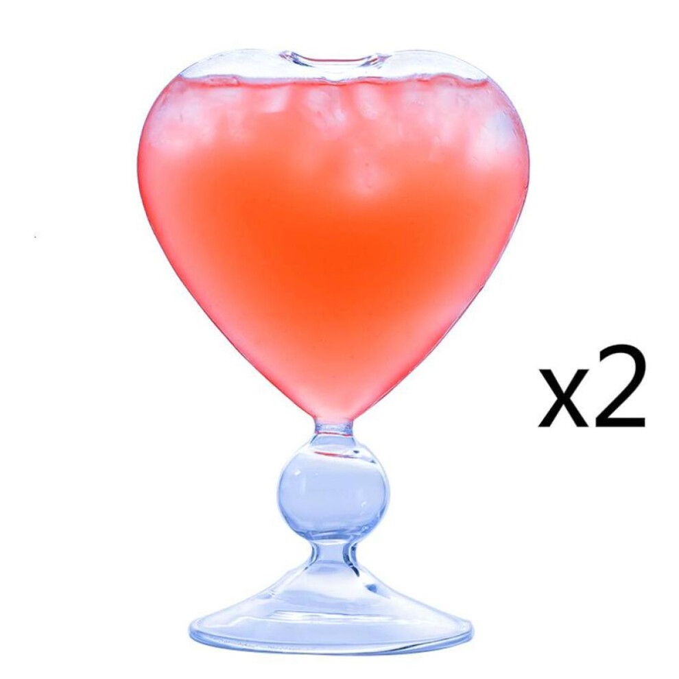 (as the picture, 2 Pcs Heart Cup 210ml) Clear Love Heart Shaped Cocktail Glass For Women Wedding Party Glassware Drinks Wine Cup Cute Female Milky Tea Juice Bottle Jar