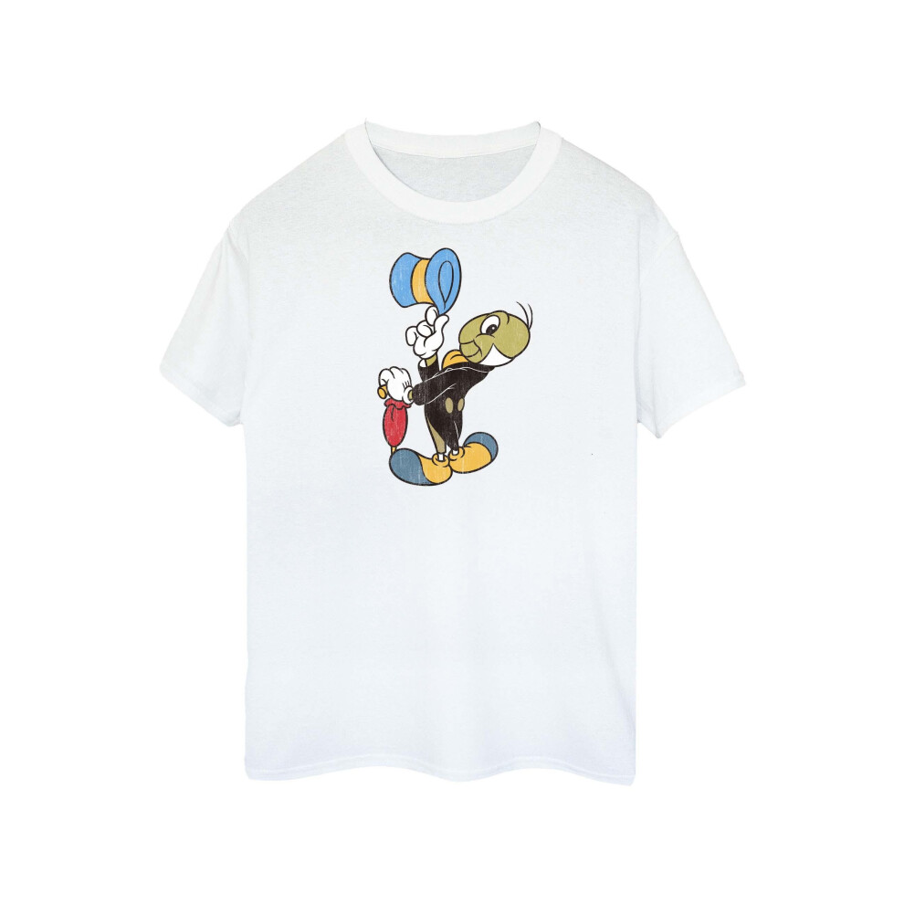 (L, White) Disney Womens/Ladies Pinocchio Jiminy Cricket Cotton T-Shirt