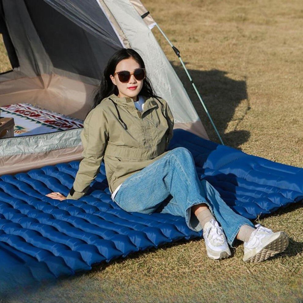 (blue, 200x140x10cm) Tent Moisture-proof Pad Two Person Inflatable Pad Outdoor Camping Feet Thickened Office Lunch Sleeping Pad Tpu Air Mattress