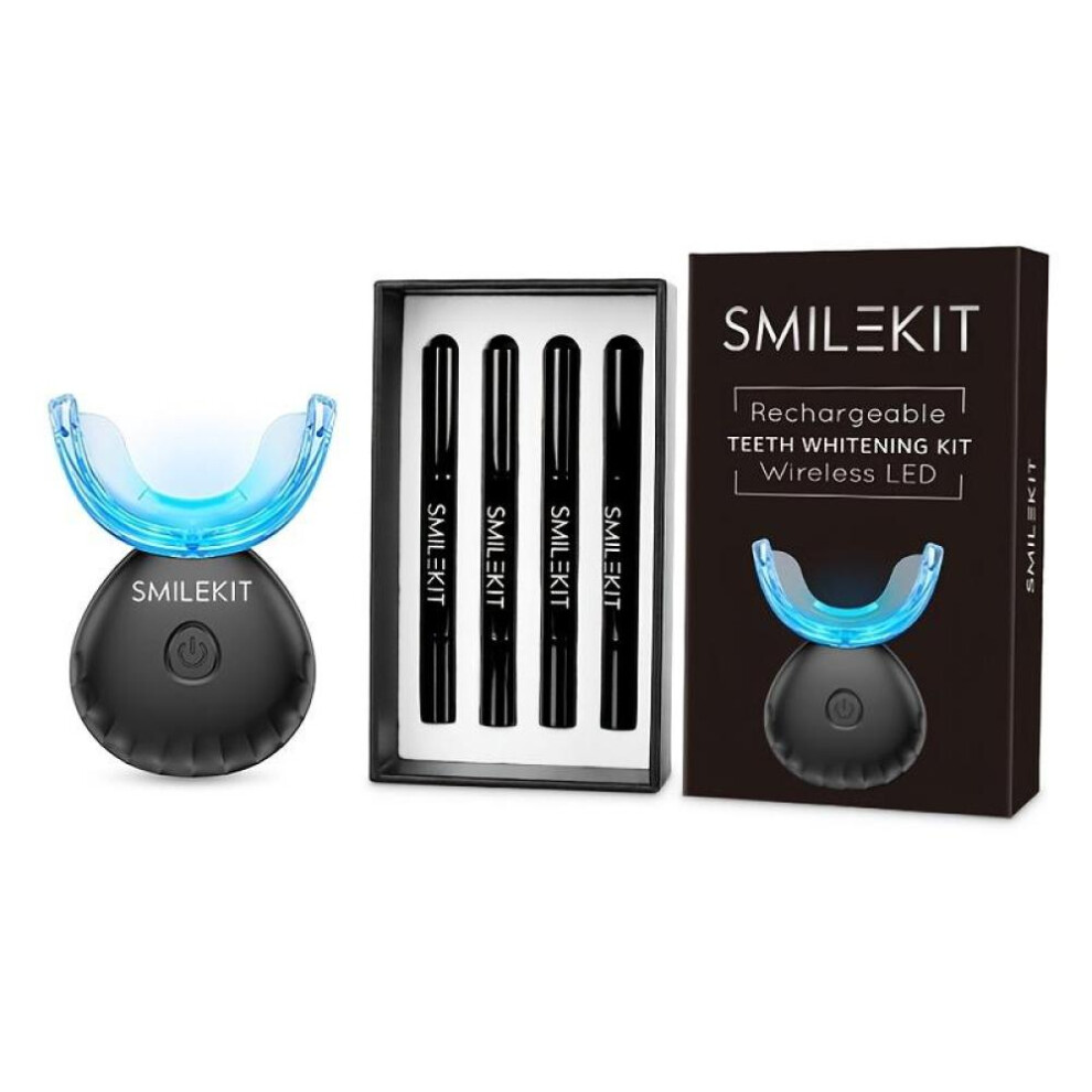 (black) Teeth Whitening Kit Rechargeable Home Use Wireless Teeth Whitening Kit With Led Blue Lights Accelerator With Teeth Whitening Gel Pens