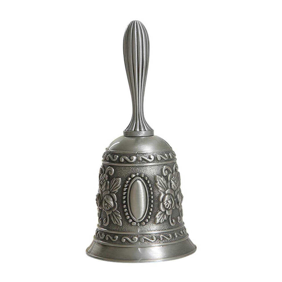 (silver, with flower pattern) Multifunctional Hand Bell Call Bell Musical Instrument For Home School Church Restaurants