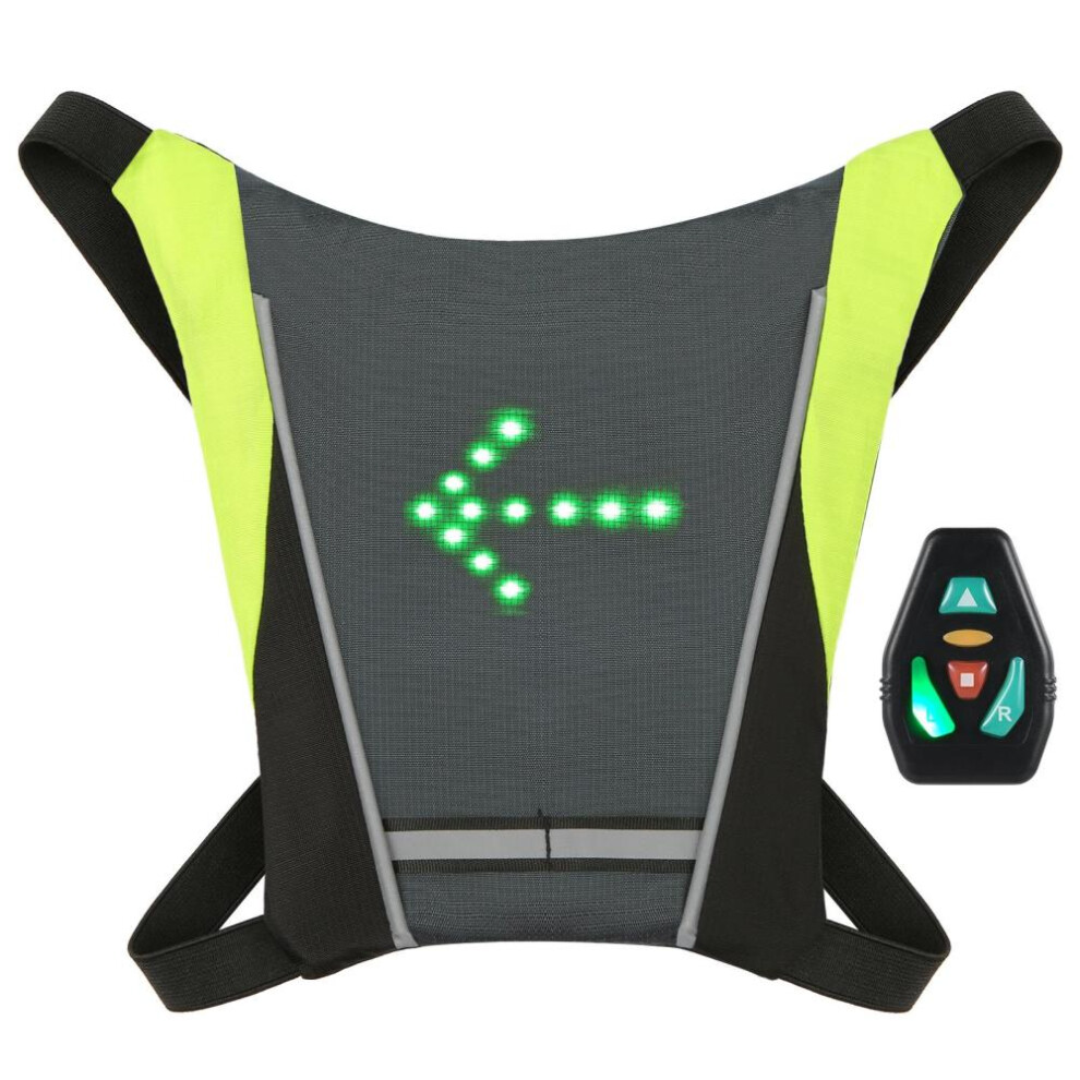 (grey) Led Turn Signal Bike Pack Usb Rechargeable Reflective Backpack Attachment Clip With Remote Control