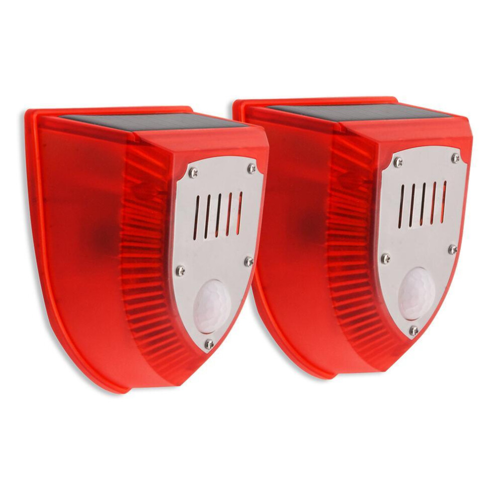 (red, 2Pcs) Solar Strobe Light With Pir Motion Sensor Alarm Timed Human Body Induction Infrared Alarm Light