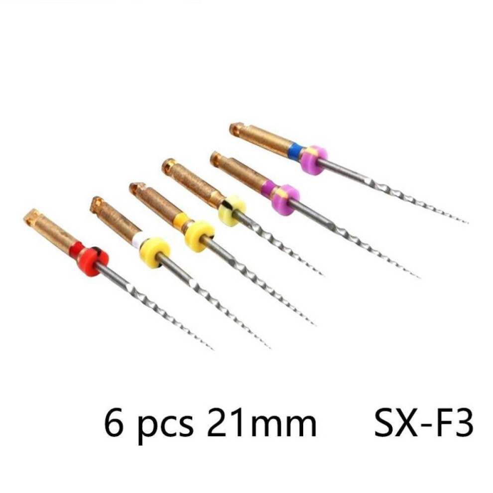 (21mm) 6pcs/box Dental Endo Root Files Sx-f3 Root Canal Engine Use Rotary Niti Alloy File 21mm/25mm