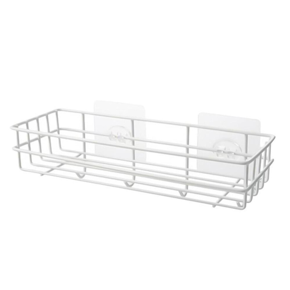 (white) Wrought Iron Bathroom Shelf Wall-mounted Storage Rack  Wall Mounted Shampoo Holder Hanging Basket Bath Organizer