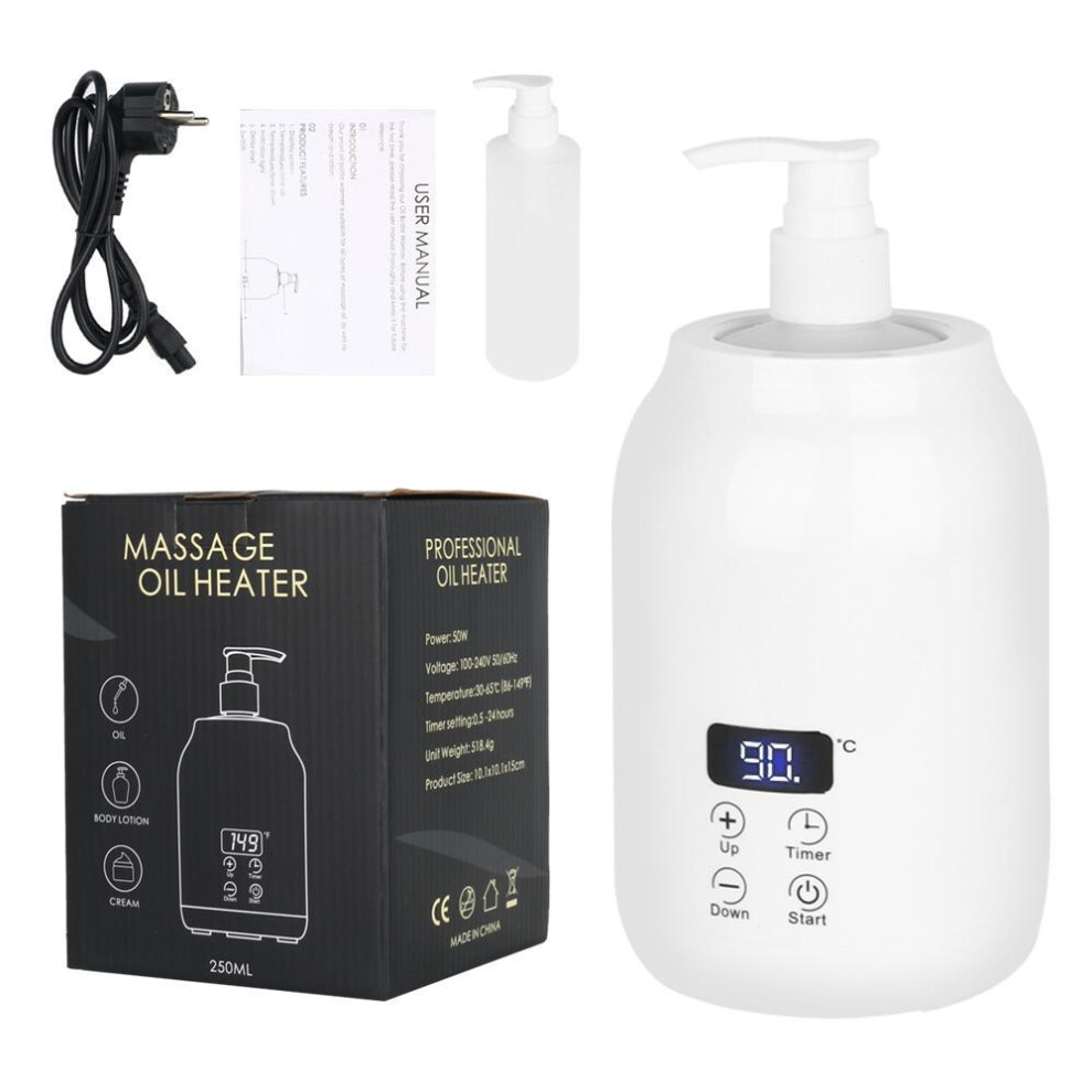 (White With Box) Massage Oil Warmer With Two Bottle Dispenser Smart Touch Key Electric Warm Lotion Dispenser, Lube Gel Cream Warmer For Home Salon Spa Massage