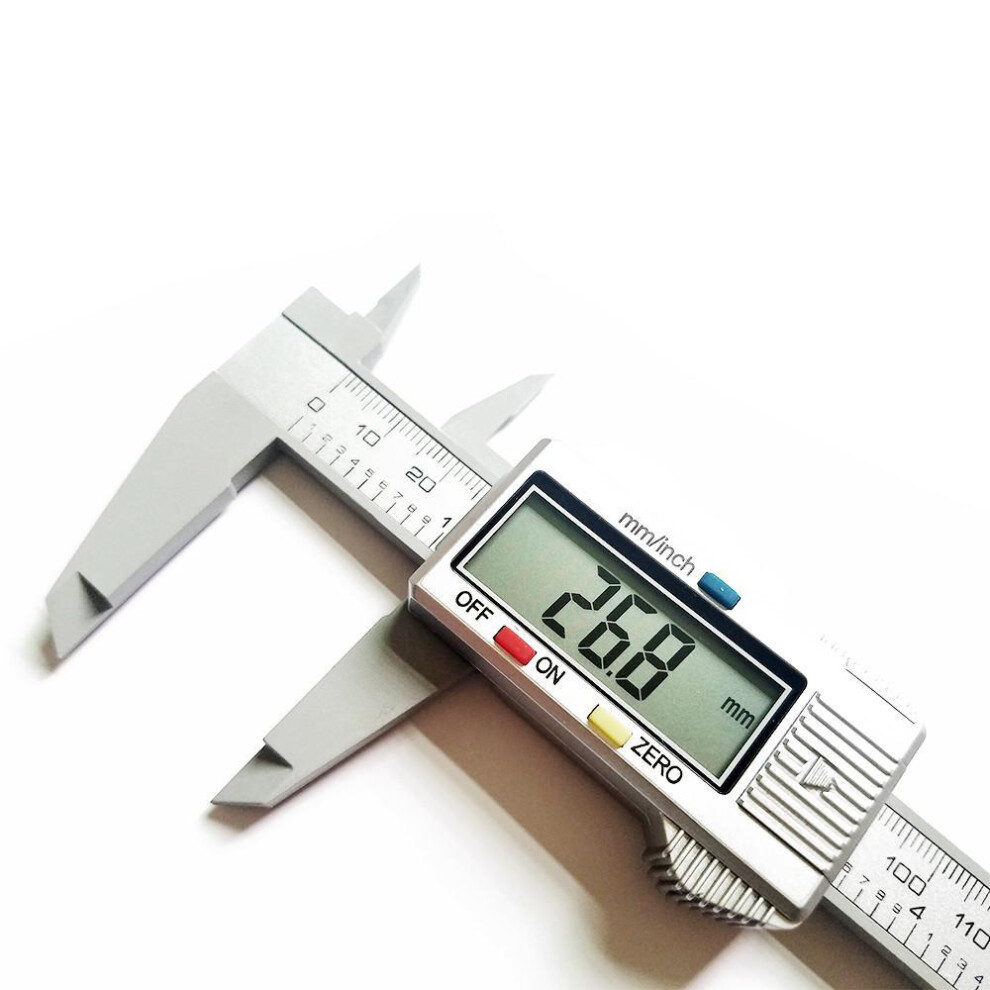 (silver) 6inch Digital Ruler Electronic Carbon Fiber Vernier Calipers Gauge Micrometer Measuring Tool