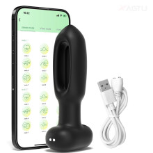 (black, APP) Tapping Prostate Massager Vibrating Butt Plug Anal APP Vibrator Wireless Remote Sex Toys for Men Ass Anal Dildo for Women