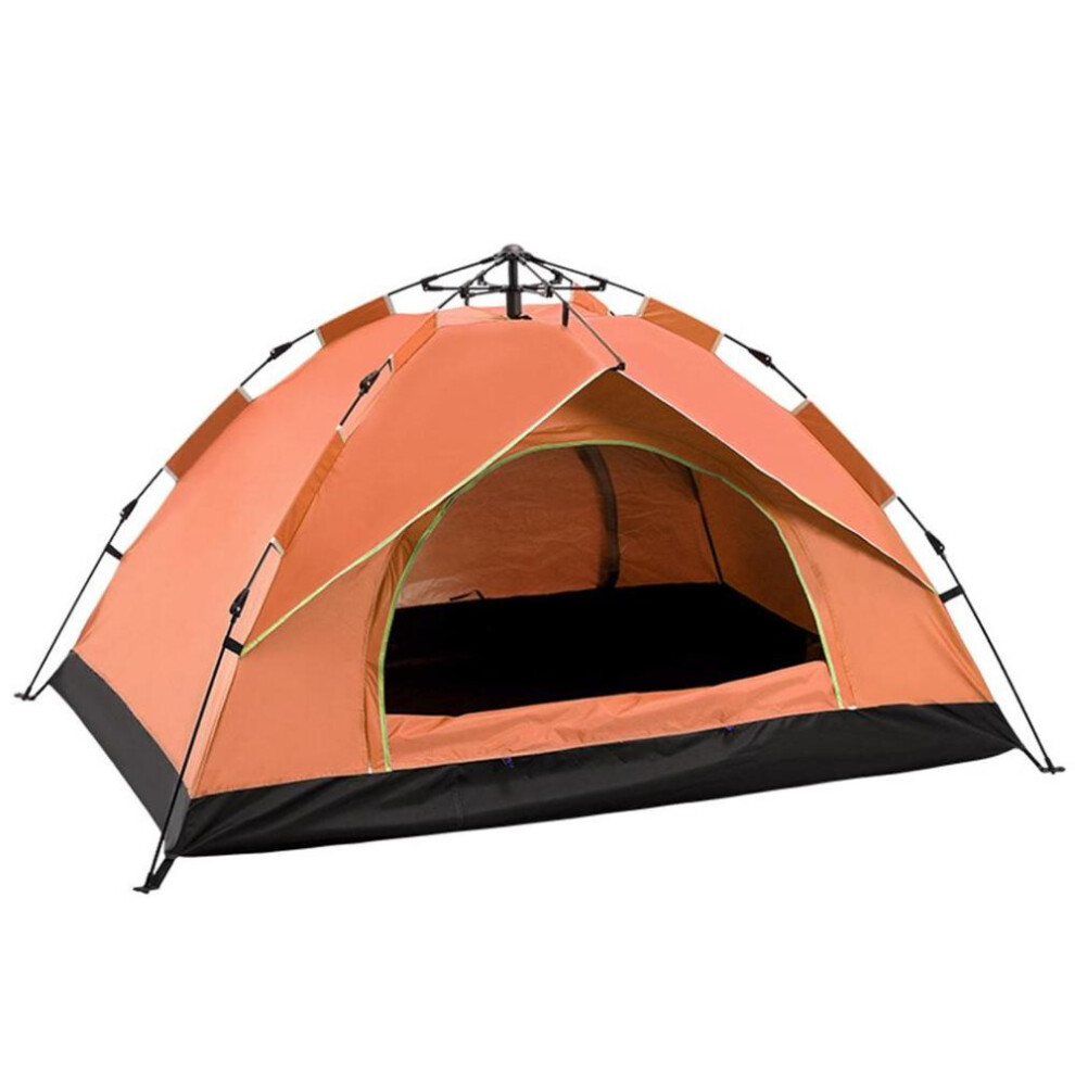 (orange) 3-4 Person Waterproof Automatic Quick Open Camping Outdoor Tent Easy Instant Setup Protable Backpacking Sun Shelter Travelling Uv Protection 3 Colors