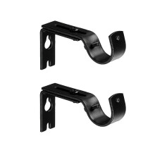 (black) Durable Adjustable Curtain Rod Holder Curtain Rod Support Window Hardware Curtain Rod Bracket