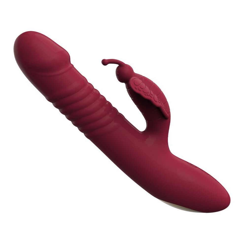 (pink) Thrusting Vibrator Wand For Women Powerful With Butterfly Clitoris Stimulator Telescopic Dildo Vibrators Adults Erotic Sex Toys