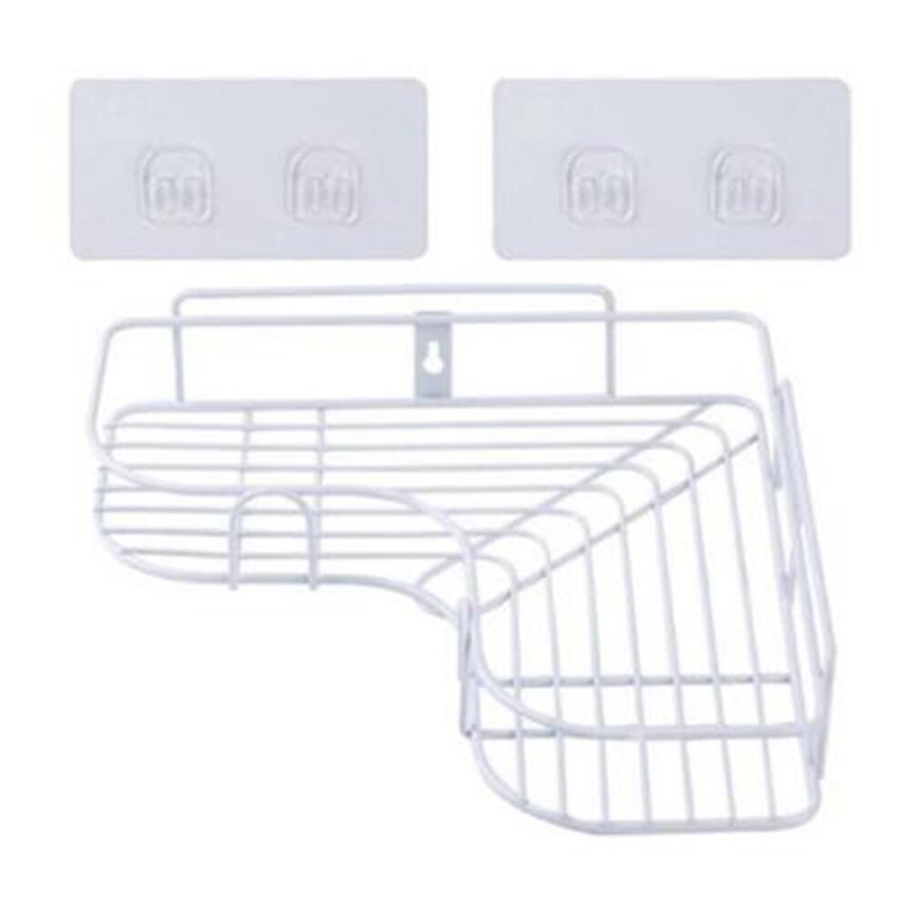 (white) Iron Bathroom Shelf Shower Wall Mount Shampoo Storage Holder With Suction Cup No Drilling Kitchen Storage Bathroom Accessories