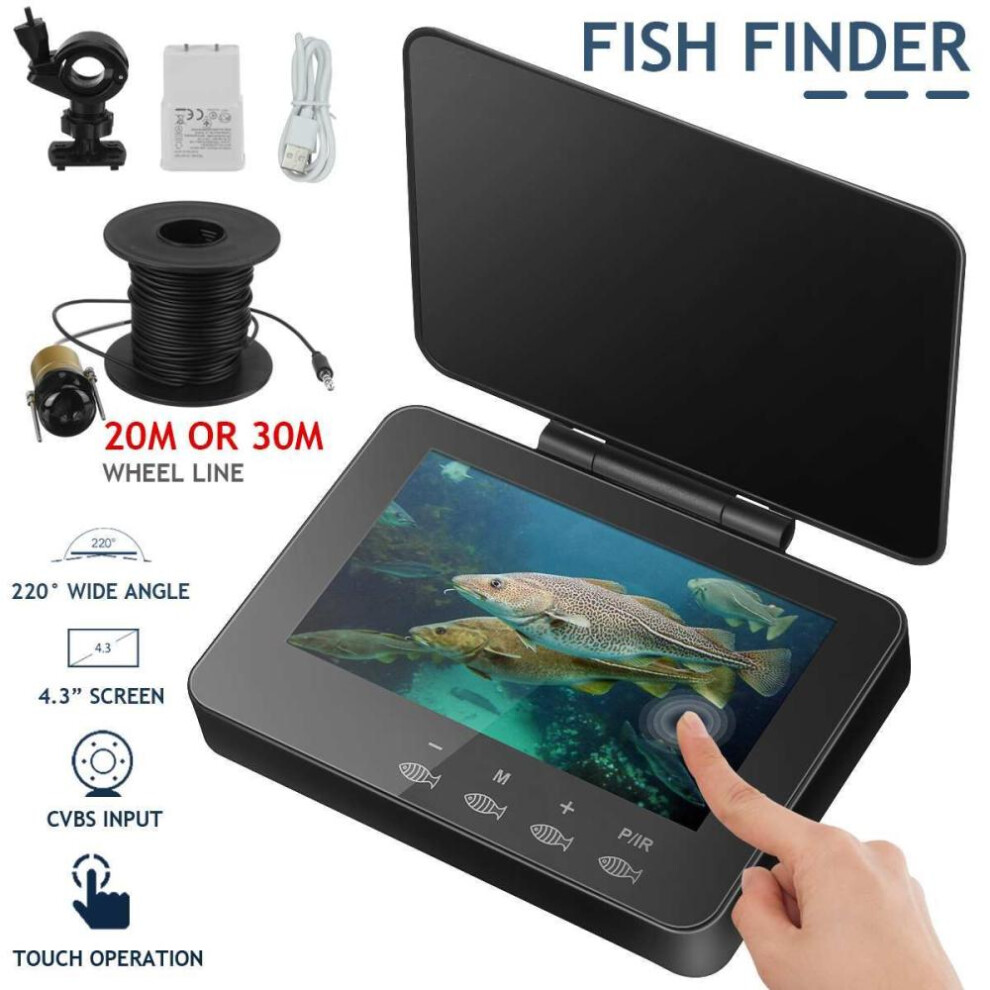 (30m) 4.3 Inch Ips Monitor Visual Fish Finder Hd Fishing Camera With 30m Cable 1000tvl Underwater Night Vision Camera Fishing Lights