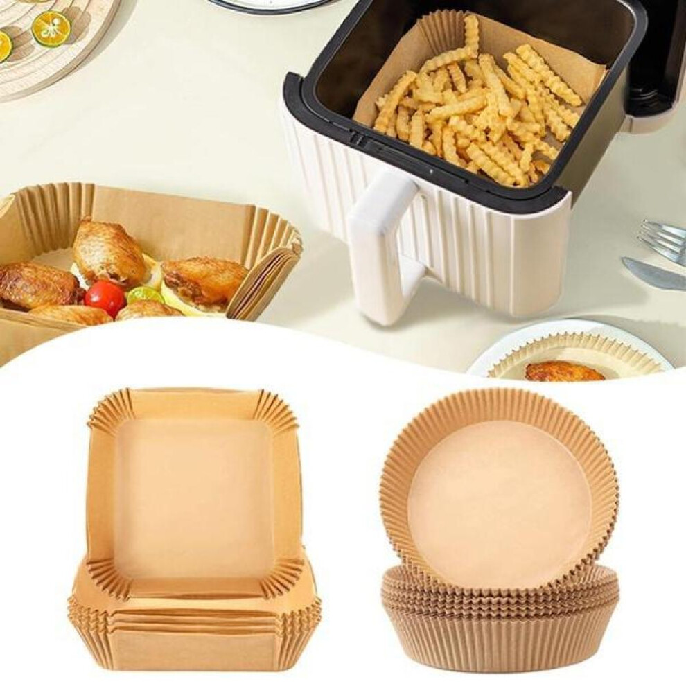 (square 100 PCS) 100pcs Air Fryer Disposable Paper For Air Fryer Cheesecake Air Fryer Accessories Parchment Wood Pulp Steamer Baking Paper