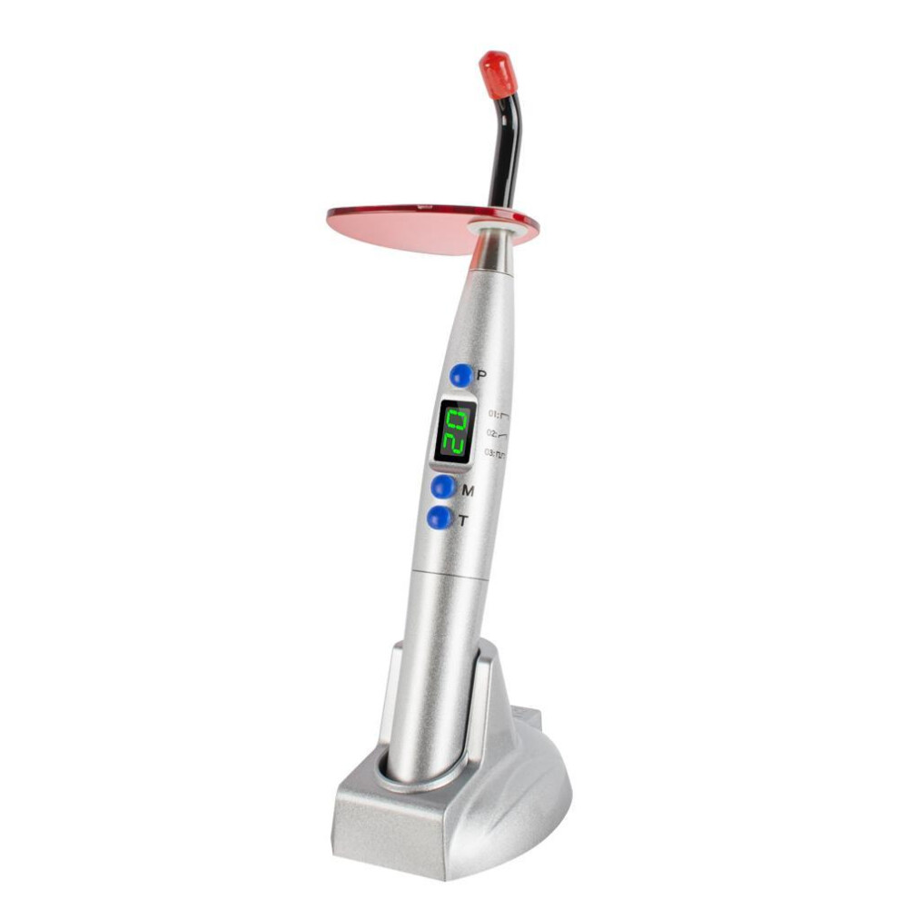 (silver) Dental 5w Wireless Cordless Led Curing Light Lamp 1500mw Blue Silver