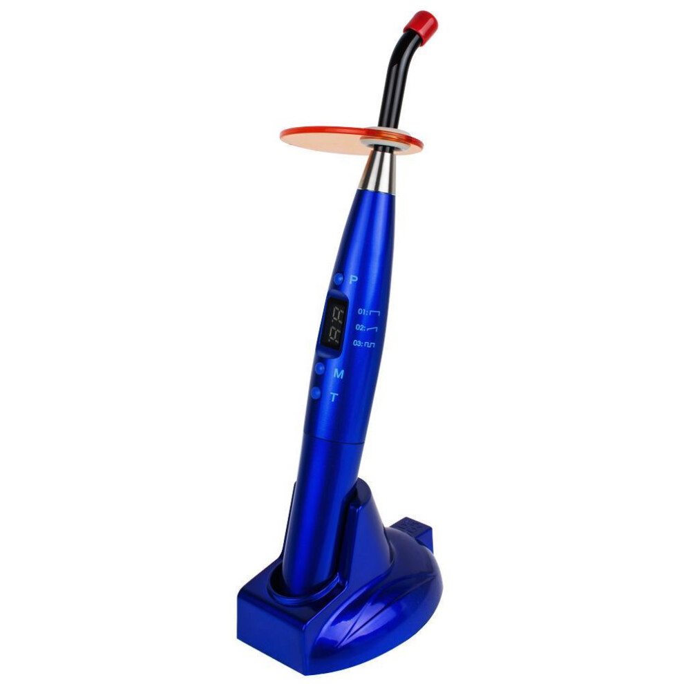 (blue) Dental 5w Wireless Cordless Led Curing Light Lamp 1500mw Blue Silver