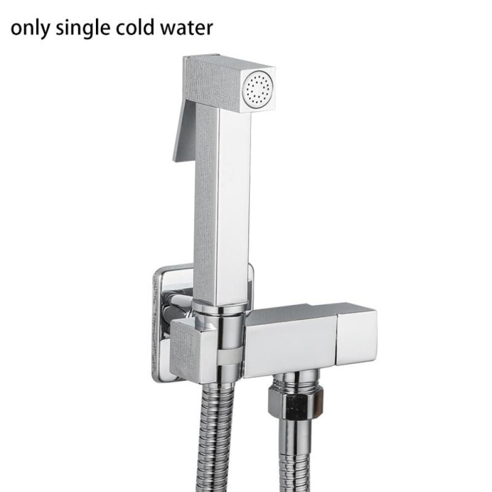 (silver) Brass Bidet Faucet Single Cold Water Tap Handheld Bidet Spray Shower Set Toilet Shattaf Sprayer Douche Hygienic Shower Black
