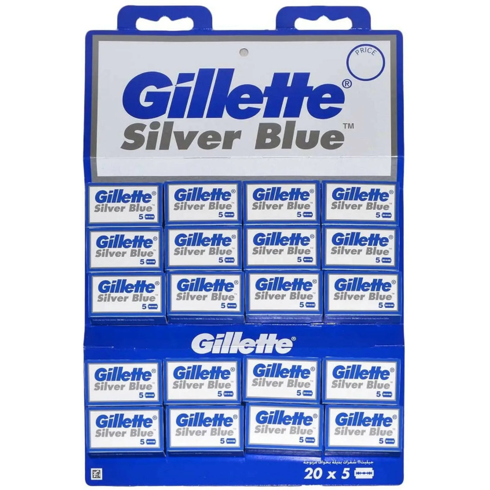 100 Gillette Silver Blue Double Edge Razor Blades