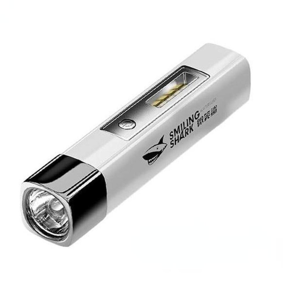 (white) Portable Led Flashlight 4 Modes Waterproof Usb Rechargeable Tactical Flashlight Outdoor Emergency Lamp Power Bank