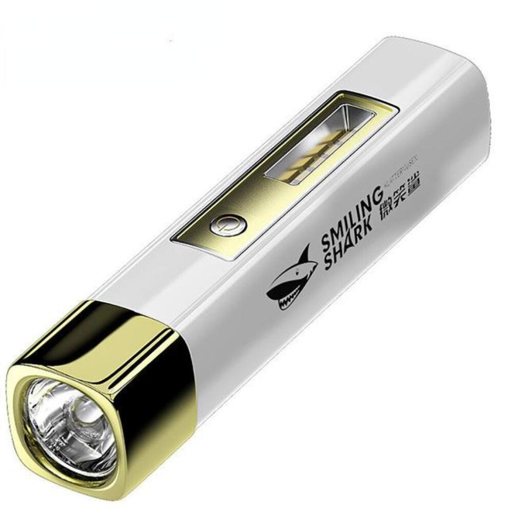 (gold) Portable Led Flashlight 4 Modes Waterproof Usb Rechargeable Tactical Flashlight Outdoor Emergency Lamp Power Bank