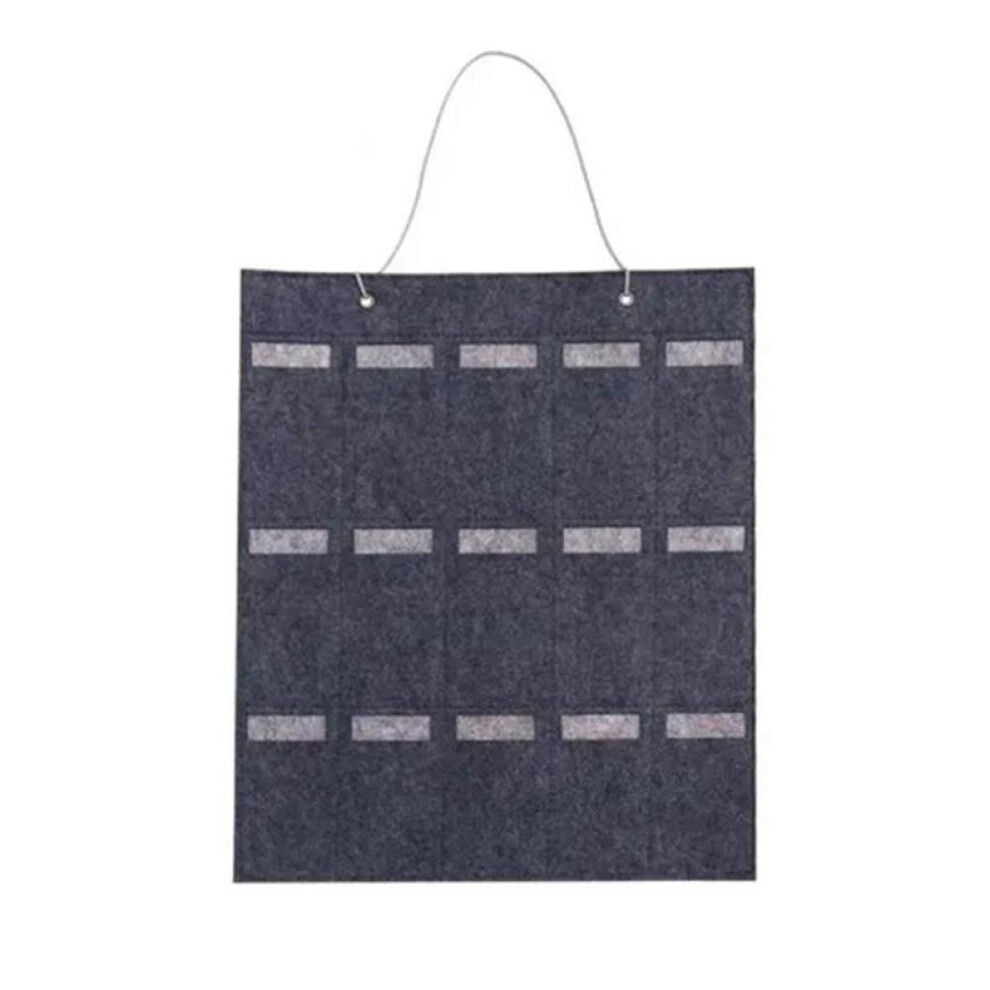 (grey) 15-Slots Felt Eyeglasses Stand Holder For Sunglasses Glasses Storage Display Hanging Bag Wall Pocket Storage Box Organizer