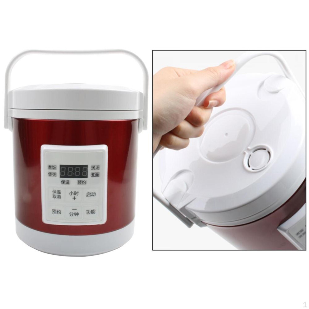 (rose red) 1.6 Liter Removable Pot Travel Rice Cooker Non-stick for Cooking Soup, Rice, Stuf