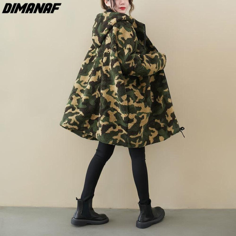 (green, XXL) Dimanaf  Women Coats New Plus Size Winter New Cashmere Jacket Coats Christmas Pattern Print Parka Design Warm Flocking Outerwear Oversize