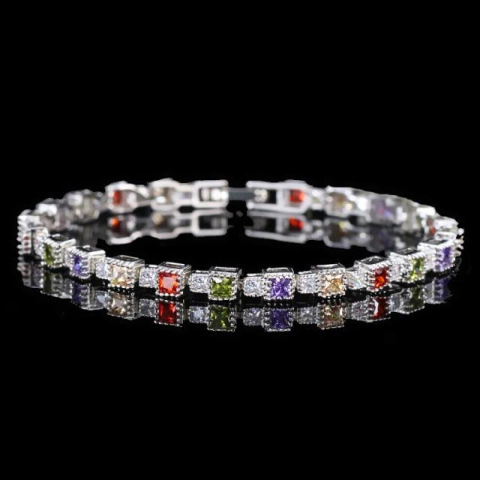 (as the picture) Vintage 925 Sterling Silver Emerald Gemstone Bangle Charm Wedding Cocktail Bracelet Fine Jewelry
