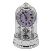 (silver) Classic Vintage Clock European Style Desk Antique Clock with Pendulum and Chime