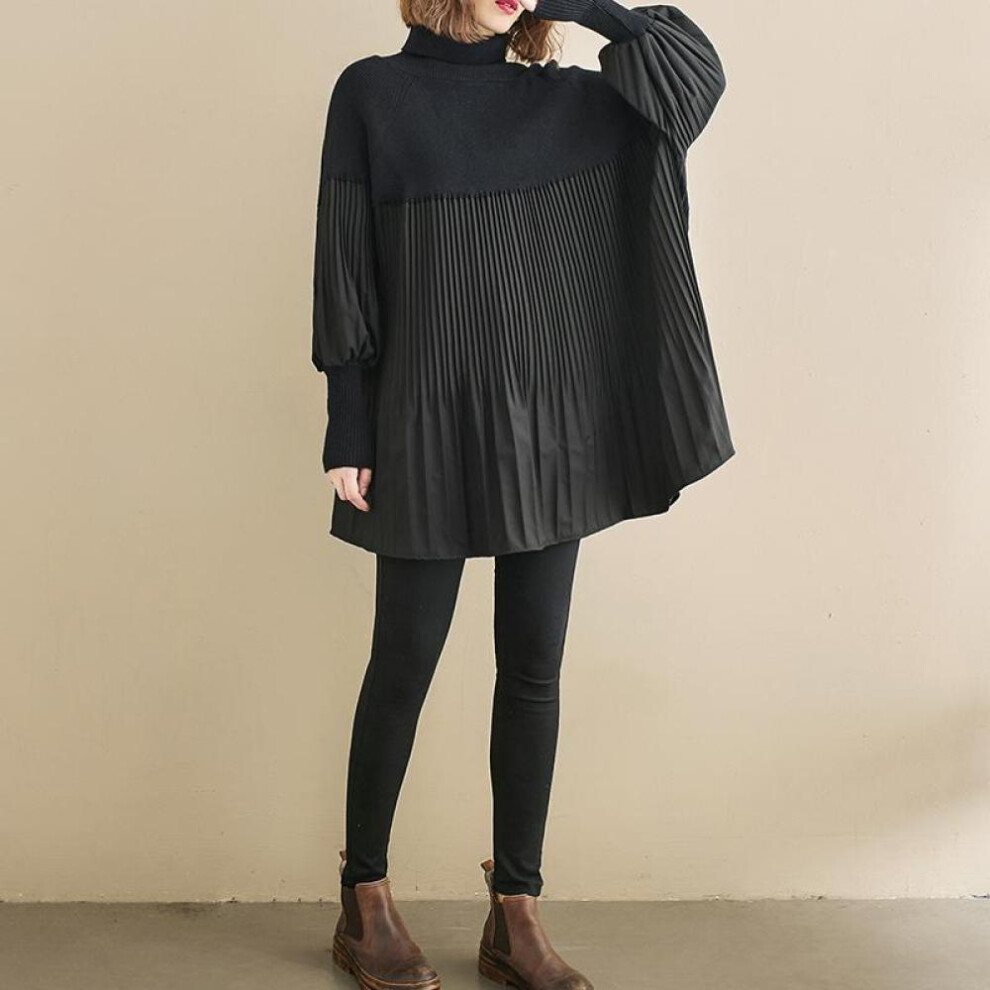 (black, One Size) Dimanaf 2024 Plus Size Autumn Sweater Long Sleeve Women V-neck Knitting Pullover Patchwork Pullovers Elastic Fashion Loose Tops&tees
